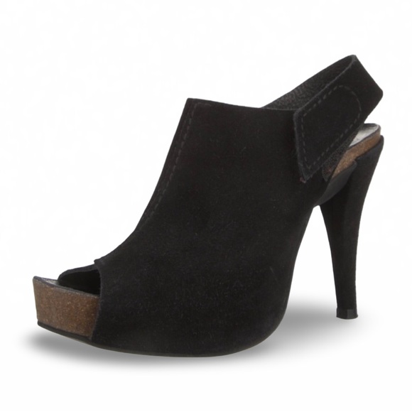 PEDRO GARCIA black open toe platform sling back stiletto sandals. 8.5 - Picture 1 of 8